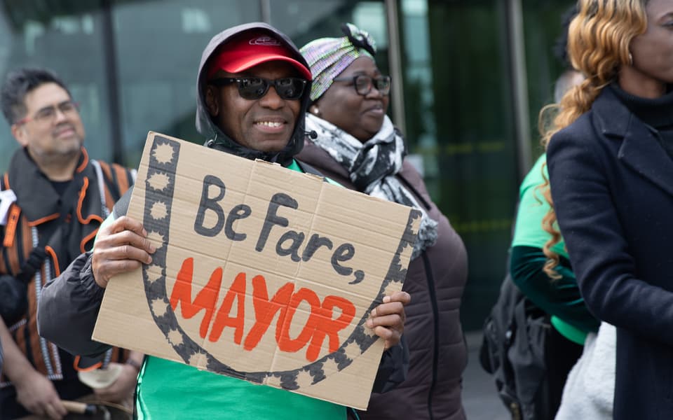 Campaigning alliance and charity Citizens UK hosted a celebration outside City Hall after TfL pledged to provide better support for asylum seekers in applying for discount travel options