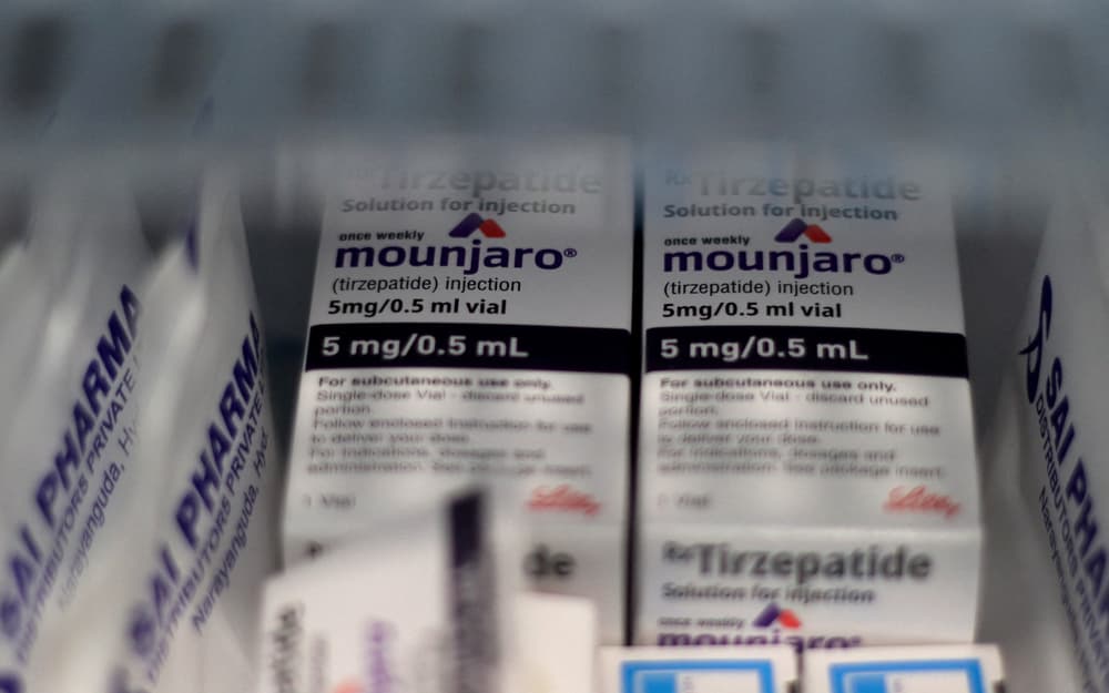 FILE PHOTO: Vials of Eli Lilly's Mounjaro are seen in a fridge at a health clinic in Hyderabad